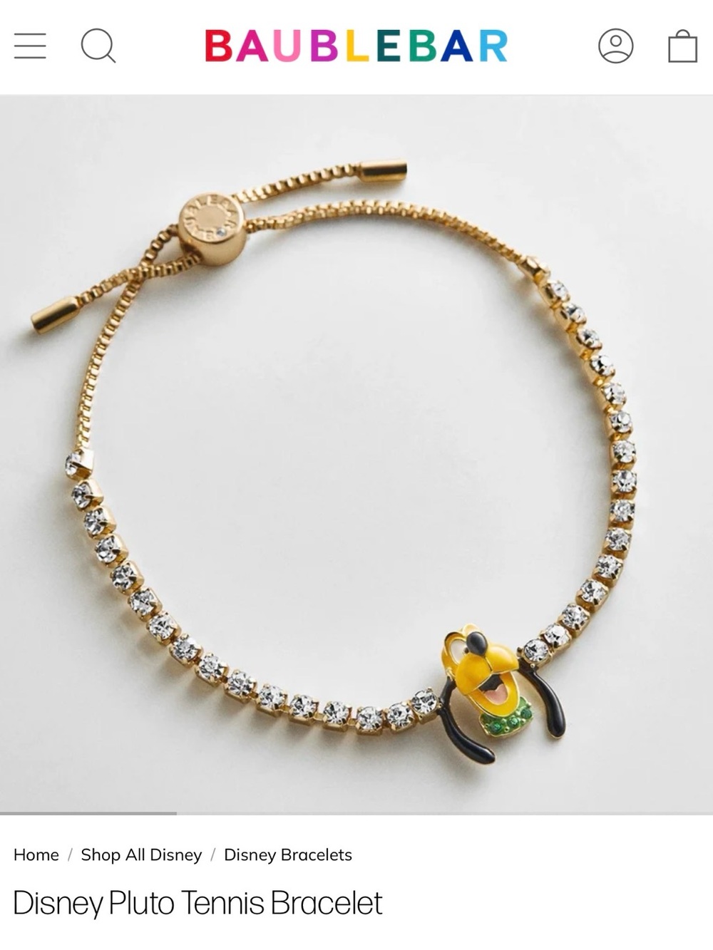 New Disney BaubleBar Pluto Tennis Bracelet